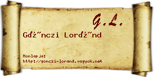 Gönczi Loránd névjegykártya